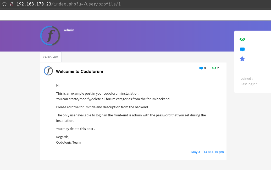 Admin User Page